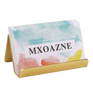 lot 18446 image: MXOAZNE Gold Business Card Holder Desk - Desktop Metal Business Card Display - Business Name Card Stand Organizer for Office Home School - 40 Cards Capacity