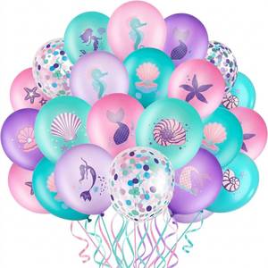 lot 18450 image: Zomiboo 36 Pcs Mermaid Balloons Set - 12 Inch Mermaid Purple Pink Green Teal Confetti Balloon for Kids Princess Girl Under the Sea Birthday Decorations Baby Shower Party Supplies