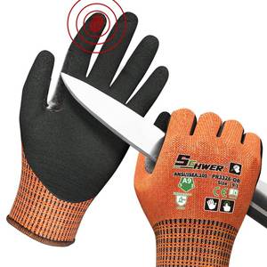 lot 18460 image: Schwer ProGuard Highest Level Cut Resistant Work Gloves PR3326 for Extreme Protection��ANSI A9 Cut Gloves with Reinforced Thumb, Non Slip, Breathable, Durable, Touch-screen, Orange 1 Pair��L��