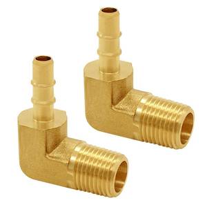 lot 18464 image: Joywayus Brass Hose Fitting 90 Degree Elbow 18 Barb x 18 NPT Male Pipe WaterFuelAir (Pack of 2)