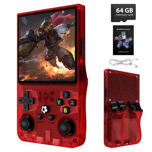 lot 18467 image: R36MAX Retro Handheld Game Console, 4.0 Inch IPS Screen, 64GB Memory, Portable Arcade Video Gaming Console Gift for Adults, Maple Leaf red