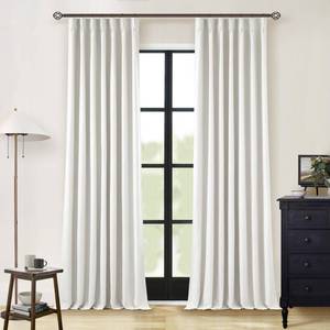 lot 18475 image: Linen Blackout Curtains 108 Inch Long 2 Panels Pinch Pleated with Hooks Rings Curtains Noise Reducing Heavy Drapes Ceiling Floor Back Tab Boho Flax Linen Drapes for Living Room Office Bedroom 9 Ft