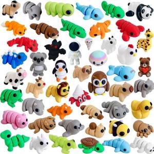 lot 18484 image: 50 Pcs Mini 3D Printed Animals Mystery Box - Articulated Animal Figurines Flexible Fidget Toys Set - Random 3D Printed Creatures for Classroom Prizes, Party Favors, Stress Relief & Desk Decor