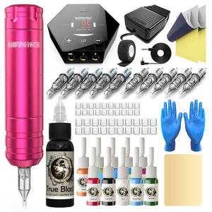 lot 18489 image: Wormhole Tattoo Kit for Beginners Complete Rotary Tattoo Machine Kit with 11PCS Tattoo Ink 10PCS Cartridge Needles Dual Protection Power Supply Full Accessories, All-in-One Tattoo Supplies WTK104