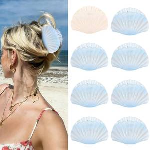 lot 18498 image: Yuxiaoyu Bridesmaid Proposal Gifts 8PCS Beach Claw Clips With Seashell Beach Bachelorette Party Decorations Blue Bridesmaid Hair Accessories Coastal Party Gifts Decorations (White and Blue��