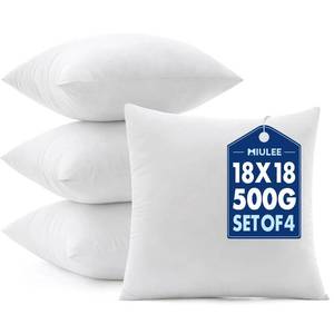 lot 19812 image: MIULEE Pillows Inserts, Pack of 4 18x18 Inch 100% Virgin Microfiber Filling Throw Pillows for Bed Couch Sofa