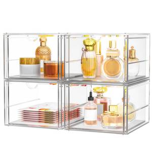 lot 19833 image: caktraie Versatile Acrylic Makeup Organizer, Drawer Organizer - Transparent Desktop Storage for Cosmetics, Office Supplies & More - Clear Organizer for Home & Office Use