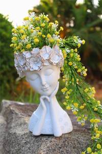 lot 19842 image: ARTRHYT Face Planter Pots Head Planter, Cute Resin Succulent Planters, Unique Face Flower Head Planter for Indoor Outdoor Plants with Drainage Hole Gift for Female Plants Lovers