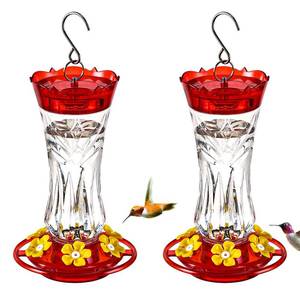 lot 19845 image: Jealoeur 2 Pack Hummingbird Feeder for Outdoors Hanging, 18 OZ Humming Birds Feeders with 6 Bee Guard Feeding Ports & Built-in Ant Moat, Easy to Clean, Durable Outdoor Garden Decor(Clear AA)