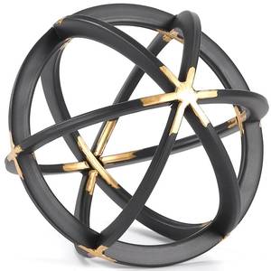 lot 19848 image: MOCOME 7 Metal Sphere Decor, Metal Coffee Table Decor Sculpture - Black & Gold, Abstract Tabletop Decorative Ball for Home, Decorative Balls for Centerpiece Bowls