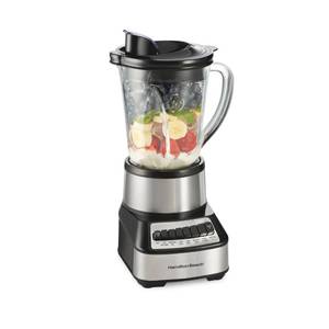lot 19850 image: Hamilton Beach Wave Crusher Blender For Smoothies With 40 Oz Glass Jar and 14 Functions, Ice Sabre Blades & 700 Watts for Consistently Smooth Results, Black  Stainless Steel (54221)