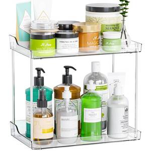 lot 19855 image: Yieach Clear Acrylic Bathroom Counter Organizers and Storage Tray, 2 Tier Makeup,Perfume,Skincare Organizer Shelf & Vanity Storage for Bedroom and Counter Top Spice Racks for Kitchen Corner,Rectangle