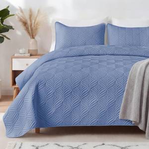 lot 19857 image: Whale Flotilla Extra Soft Twin Quilt Bedding Set, Lightweight Bluish Grey Bedspreads Quilts Twin Size with Modern Pattern, Reversible 2-Piece Coverlet with 1 Pillow Shame for All Seasons