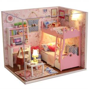 lot 19869 image: Ogrmar Wooden Dollhouse Miniatures DIY House Kit with Cover and Led Light-Blossom Age (Not all Pieces Guaranteed)