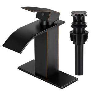 lot 19878 image: RNDIOZD ORB Bathroom Faucets, Waterfall Bathroom Sink Faucet Modern Single Handle Bathroom Faucte 1 or 3 Hole, RV Mixer Tap Vanity Faucet - Includes Pop-up Drain Supply Hoses Deck Plate