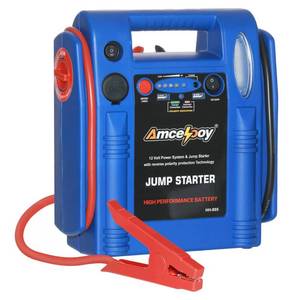lot 19889 image: Amcelooy 2000 Peak Amp Car Battery Jump Starter, 12V Booster for Up to 8.0L Gas & 8.0L Diesel Engines, Portable Jump Box with LED Light, USB & DC Ports