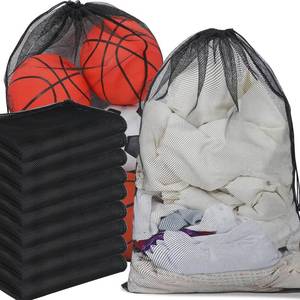 lot 19926 image: Berlune Large Mesh Laundry Bags, 24 x 36 Inch Bulk Wash Set with Drawstring for Commercial Use, Dorms, Vacation Rentals, Laundromats, Apartments & Facilities(Black,30)