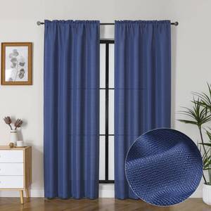 lot 19927 image: Lecloud Bessie Blue Curtains 84 Inches Long 2 Panels, Light Filtering Faux Linen Textured Window Curtains with Dual Rod Pocket for Dining RoomBedroomLiving Room Window Treatments, Each 40 W x 84 L