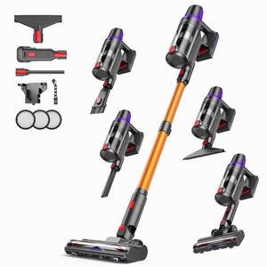 lot 19928 image: TechRise Cordless Vacuum Cleaner, 500W45Kpa Stick Vacuum for Home, Anti-Tangle Brush & 8-in-1 Self-Standing, Up to 60Mins Runtime Lightweight with LED Display for Hardwood Floor,Carpet,Pet Hair (Used)