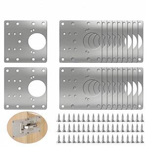 lot 20284 image: 20PCS Upgraded Cabinet Hinge Repair Plate Kit FOGZUVR Durable Door Hinge Mounting Plate Stainless Steel, Large Cabinet Fix Board with Screws for Kitchen Cabinet, Cupboard Doors and Furniture
