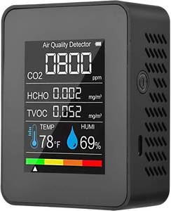 lot 20295 image: Prefessionall Indoor Air Quality Monitor, 5 in 1 Portable Smartair Quality Tester for CO2  TVOC  HCHO  Temp  Hum for Home Cars Plants and Pets So On (Black)