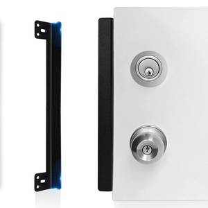 lot 20311 image: MOSECYOU Door Latch Guard Plate 12 with 1 Offset Cover, Protector Shield for Door KnobDeadboltMortiseDouble Door Lock, Outswing Door Security, Heavy Duty Version(1 Pack)