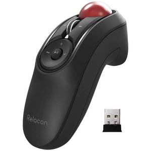 lot 20312 image: ELECOM Relacon Handheld Trackball Mouse, Thumb Control, 2.4GHz Wireless, Ergonomic Design, 10-Button Function with Smooth Tracking, Windows11, MacOS (M-RT1DRBK)