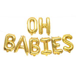 lot 20319 image: Twins Baby Shower Decorations - Oh Babies Gold Balloon, Oh Babies Banner Garland, Gender Reveal Party Supplies, New Born Baby Shower Decorations