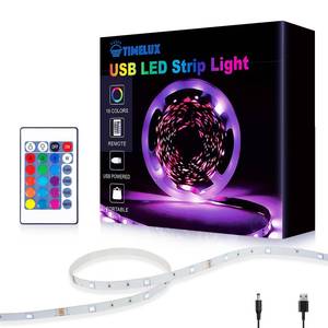 lot 20328 image: Timelux TV LED Backlights, 10ft LED Strip Lights Behind TV USB Operated Color Changing for 46-65 Inch TV RGB 5050 LED Tape Lights with IR Remote Controller and Dimmable (Full length not guaranteed)