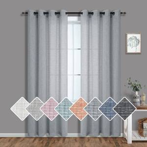 lot 20332 image: White Grey Curtains 84 Inch Length for Living Room 2 Panels Grommet Semi Sheer Window Drapes Burlap Linen Textured Light Filtering Gray Farmhouse Curtain for Bedroom Decor Floor Length 52x84 Long Dove