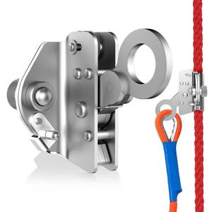 lot 20378 image: Loodmeo Self-Locking Rope Grab Ascender, Alloy Steel, Suitable for Heavy IndustryRoofingConstructionFall ProtectionTree TrimmingLifeline, Compliant with OSHAANSI Standards (Silver 10-16mm)