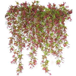 lot 20423 image: PASYOU Artificial Vine, Hanging Ivy Sweet Potato Leaves Plastic Plants Foliage Vines, UV Resistant Greenery Fake Flowers for Indoor Outdoor Garden Door Wall Wedding Party Table Decoration Red 4 Pack