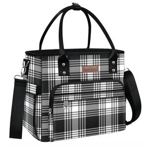 lot 20427 image: MIYCOO Lunch Bag Lunch Box Women - Leakproof Insulated Lunch Cooler Bag for Women - Large Lunch Tote Bags Adults, Checkered Black and White