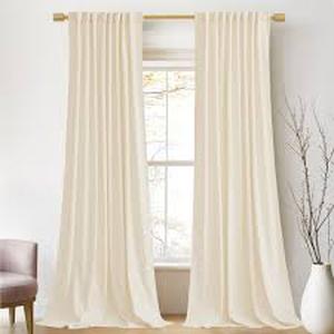 lot 1214 image: Elegant Ivory White Curtain Panels