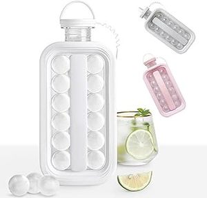 lot 6021 image: Uncork & Uncap 2-in-1 Ball Maker Ice Cube Tray & Water Bottle (White)