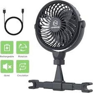 lot 19911 image: LEMOISTAR Battery USB Powered Car Fan with Clip Mount (Missing Screw)