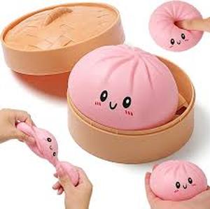 lot 20386 image: Squishy Baozi Dumpling Stress Relief Toy - Fun and Interactive Squeeze Sensation (Rose)