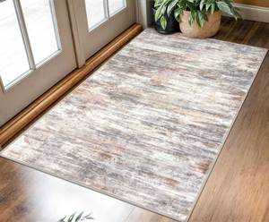 lot 1249 image: KOZYFLY Abstract Modern 3x5 Ft Area Rug in Multi GreyOrange - Non-Slip and Machine Washable Indoor Rug, Versatile for Entryway, Kitchen, Living Room, Bedroom, Laundry Door Mat