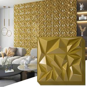 lot 1252 image: Art3d 33-Pack 3D Wall Panels for Interior Wall Decor, Diamond Textured Feature Wall Paneling for Gaming Living Room TV Wall Background Accent Wall - 12 x 12 inch Gold