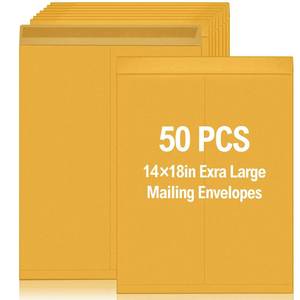 lot 1253 image: Motipuns 50 Pcs 14 x 18 Extra Large Mailing Envelopes 32lb with Gummed Flaps, Catalog Jumbo Craft Manilla Envelopes for Mailing, Storage and Organizing Documents Office Supplies(Yellow)