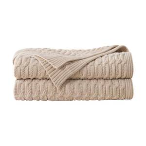 lot 1254 image: WDCOZY Cable Knit Throw Blanket �� Super Soft, Warm & Lightweight Knitted Jacquard Throw Blanket for Couch, Sofa, Bed, Chair, Cozy Texture Farmhouse Decorative Home Blanket, Beige 60x80 inches