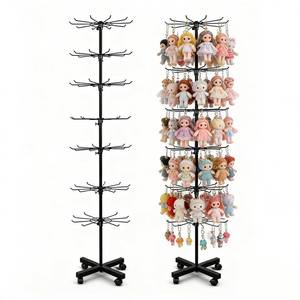 lot 1259 image: Retail Display Stand 7-Tier 360° Rotating Rack Shelves Retail Show Displays,Adjustable Height & Locking Wheel Store Display for Toys Jewelry Keyring Socking Hats Snacks Nail Accessories (Black,Metal)