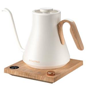 lot 1265 image: INTASTING Electric Kettle, Gooseneck Electric Kettle, �1�� Precise Temperature Control, Stainless Steel Interior, Quick Heating for Pour Over Coffee, Tea & Boiling Water, 0.9L (Cream White)