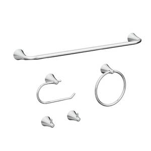 lot 1267 image: CalcMetal 5-Piece Bathroom Set, Chrome Plated Towel Racks & Holder, Wall Mounted Toilet Paper Stand & Robe Hook for Modern Decor
