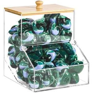 lot 1272 image: 1.2GAL Large Acrylic Laundry Pods Container BY VEGEVIGI, Dishwasher Pods Holder Dispenser With Lid, Laundry Room Organization And Storage