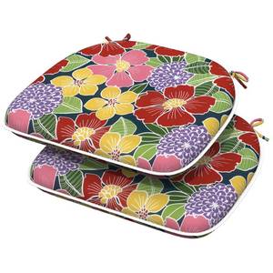 lot 1273 image: TWLEAR OutdoorIndoor Chair Cushions with Ties, Waterproof All Weather Seat Cushions for Patio Furniture Home Garden Chair, Set of 2, 16x17 Inch, Flower Bloom