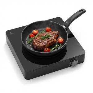 lot 1277 image: 1200W Hot Plate Portable Electric Burner with Boil-Dry Protection & 6 Heat Settings �� Electric Stove Compact Cooktop for RV, Dorm, Office & Small Kitchens, Road-Ready & Safe