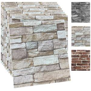 lot 1286 image: 20PCS 3D Wall Panels Peel and Stick Foam 3D Brick Wallpaper Peel and Stick Faux Stone Wall Panel Self-Adhesive Wallpaper (20PCS, Rock Color)
