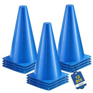 lot 1290 image: ZKNDRHJO 12 Inch Durable Cones,12pcs Versatile Plastic Traffic Cones and Soccer Cones for Sports Training,Agility Drills,Parking Safety,Basketball Training,Football Training.