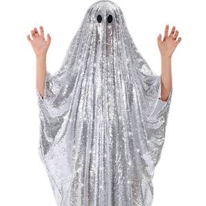 lot 1298 image: Simlakey 1 Pcs Disco Ghost Costume Adult Halloween Ghost Poncho Disco Family Costume Fancy Dress Cosplay for Woman Man(Large)